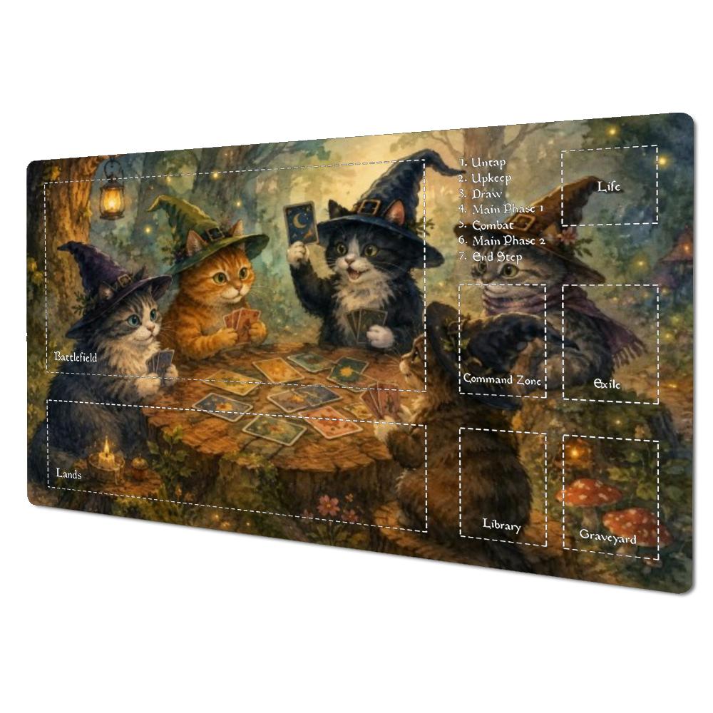 Witch Cats Play Cards Magic Fo - Door Mat Blank 评论和价格