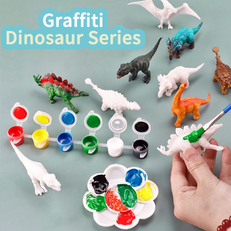 6pcs/8pcs, DIY Coloring Dinosa - Puzzle Blank White 评论和价格